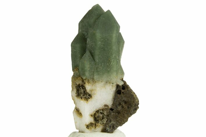 Green Hedenbergite Included Quartz Cluster - Mongolia #331900